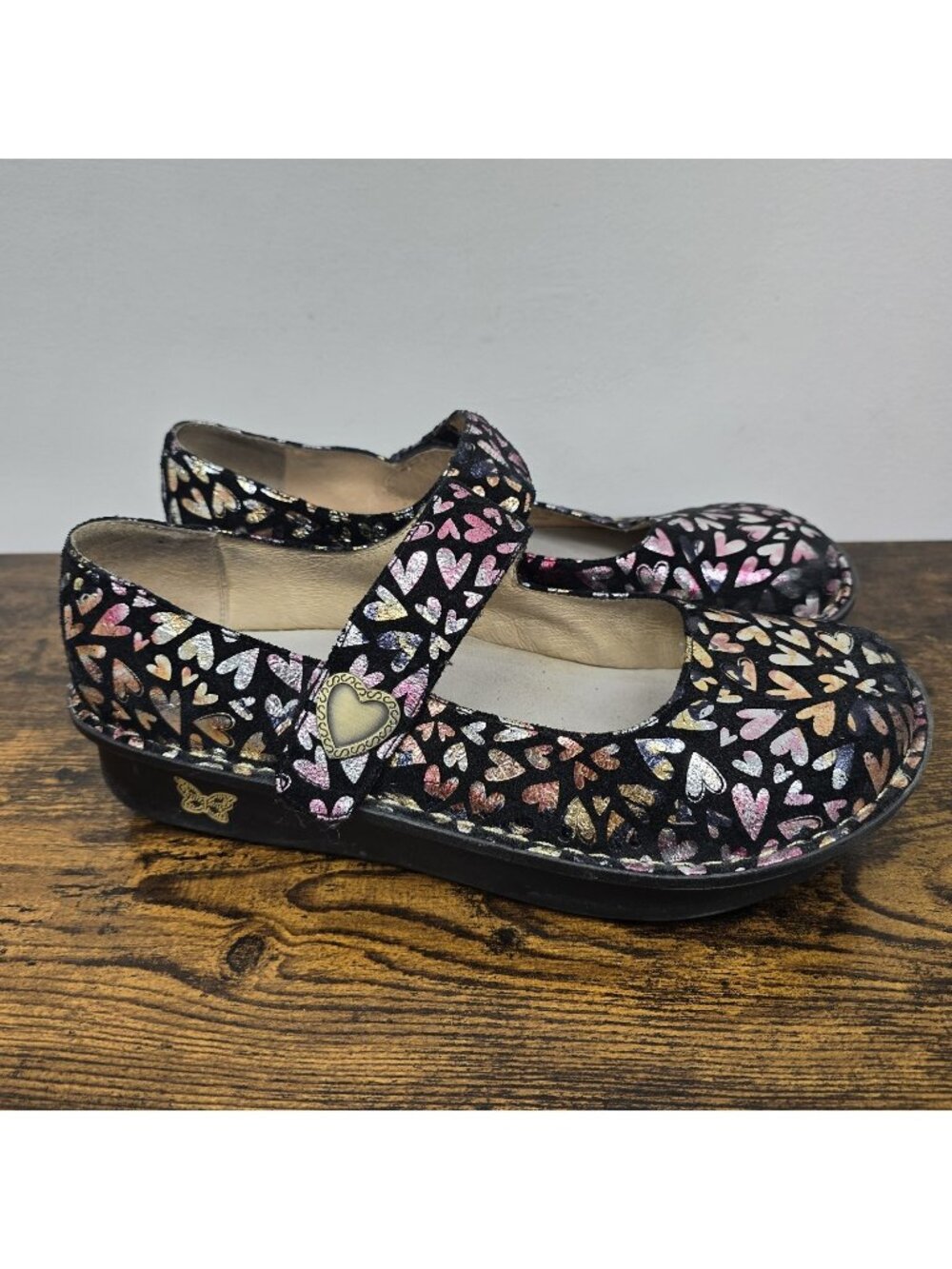 Alegria by PG Lite Paloma Mary Jane Shoes Leather Metallic Heart SIZE 41 PAL-332